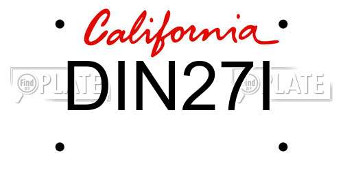 DIN27I California License Plate