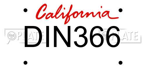 DIN366 California License Plate
