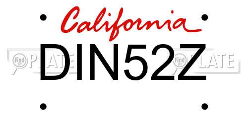 DIN52Z California License Plate