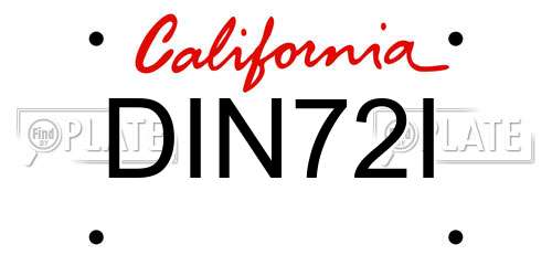 DIN72I California License Plate