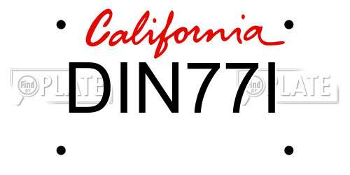 DIN77I California License Plate