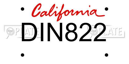 DIN822 California License Plate