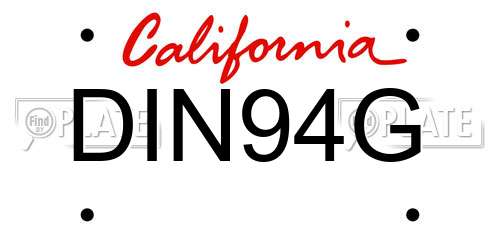 DIN94G California License Plate