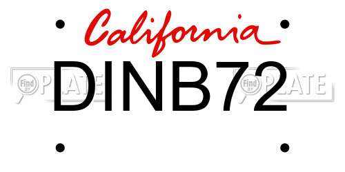 DINB72 California License Plate