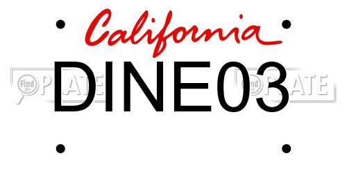 DINE03 California License Plate