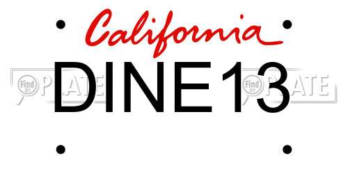 DINE13 California License Plate