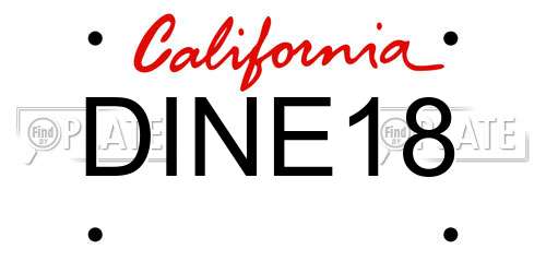DINE18 California License Plate