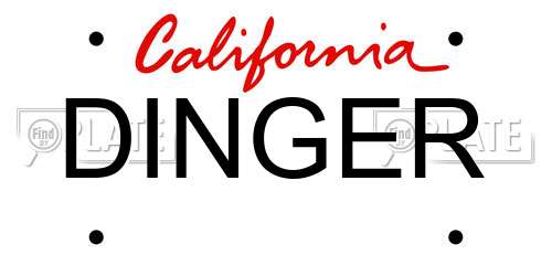 DINGER California License Plate
