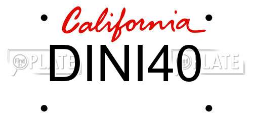 DINI40 California License Plate