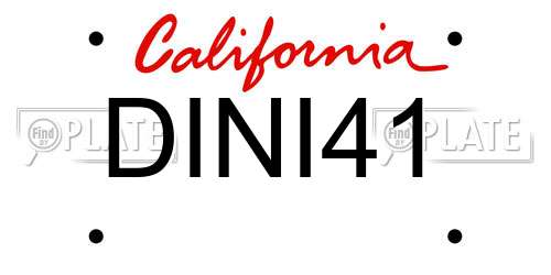 DINI41 California License Plate