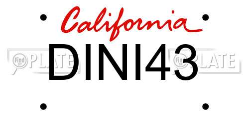 DINI43 California License Plate