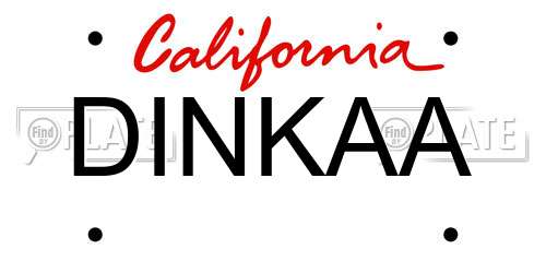 DINKAA California License Plate