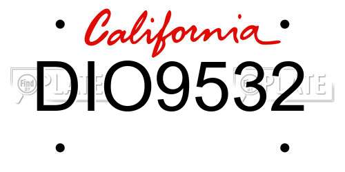 DIO9532 California License Plate
