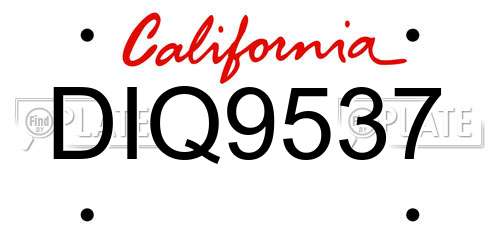 DIQ9537 California License Plate