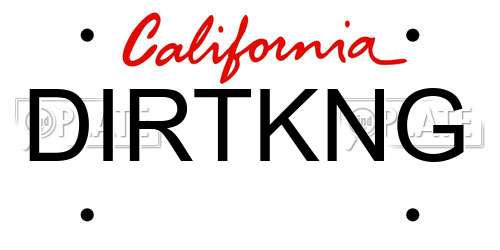 DIRTKNG California License Plate