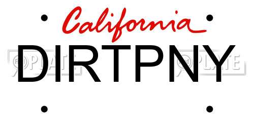 DIRTPNY California License Plate