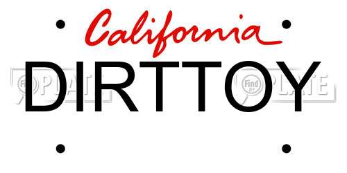 DIRTTOY California License Plate