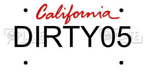 DIRTY05 California License Plate