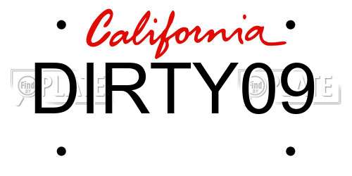 DIRTY09 California License Plate