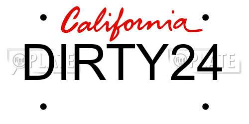 DIRTY24 California License Plate