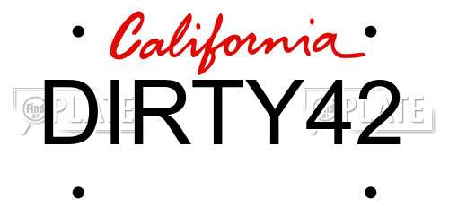 DIRTY42 California License Plate