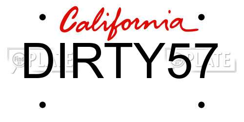 DIRTY57 California License Plate
