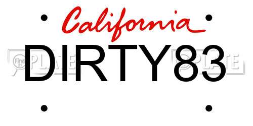DIRTY83 California License Plate