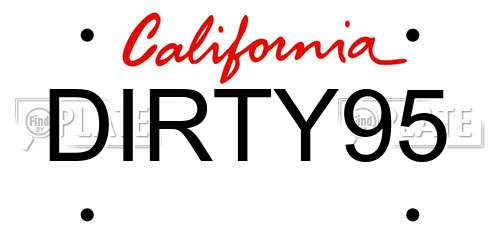 DIRTY95 California License Plate