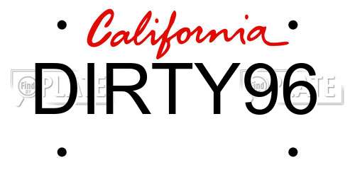 DIRTY96 California License Plate