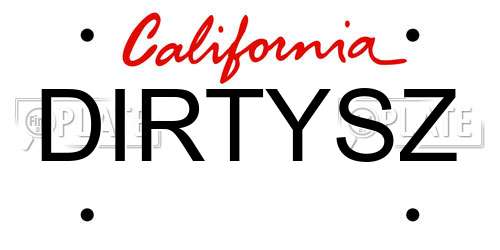 DIRTYSZ California License Plate