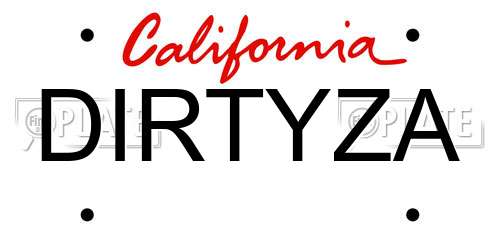 DIRTYZA California License Plate