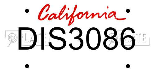 DIS3086 California License Plate