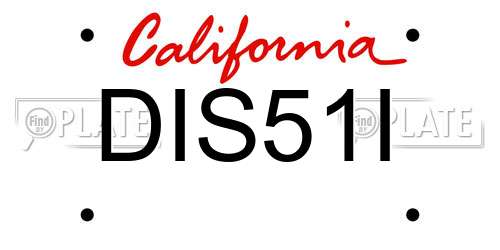 DIS51I California License Plate