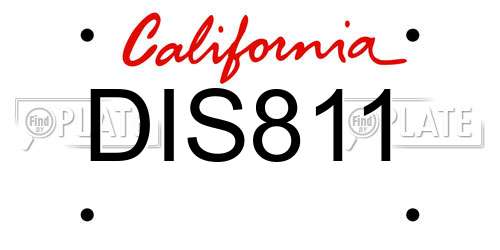 DIS811 California License Plate