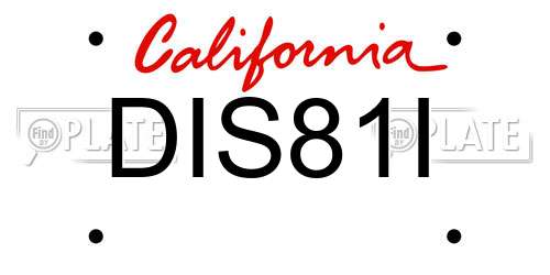 DIS81I California License Plate
