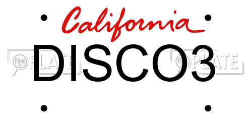 DISCO3 California License Plate