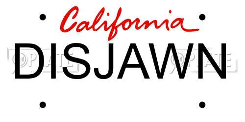 DISJAWN California License Plate