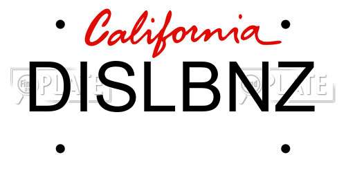 DISLBNZ California License Plate
