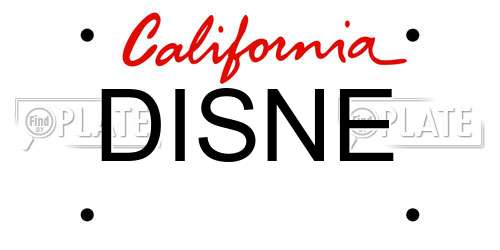 DISNE California License Plate