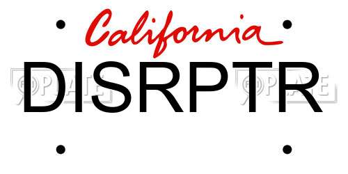 DISRPTR California License Plate