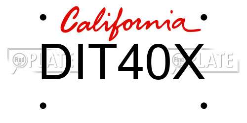 DIT40X California License Plate