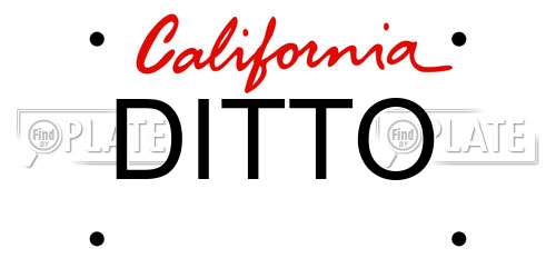 DITTO California License Plate