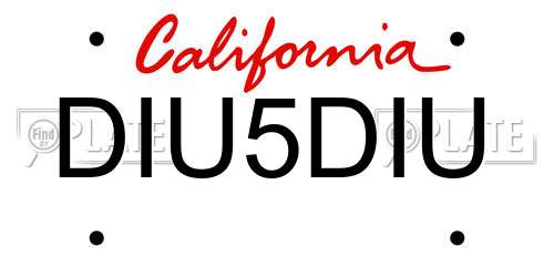 DIU5DIU California License Plate