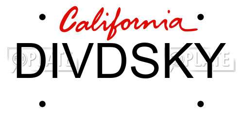 DIVDSKY California License Plate