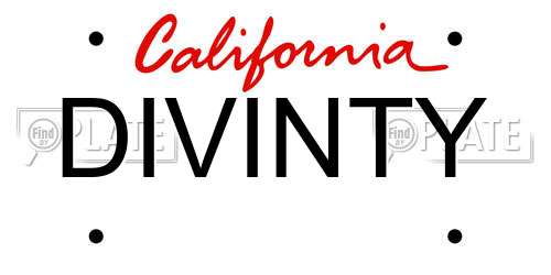DIVINTY California License Plate