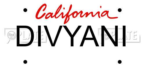 DIVYANI California License Plate
