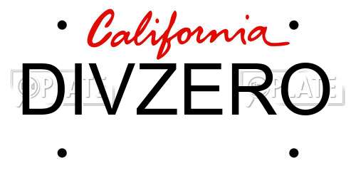 DIVZERO California License Plate