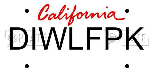 DIWLFPK California License Plate