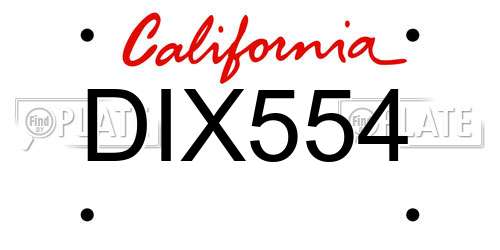 DIX554 California License Plate