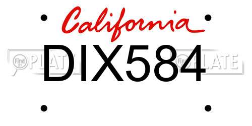DIX584 California License Plate